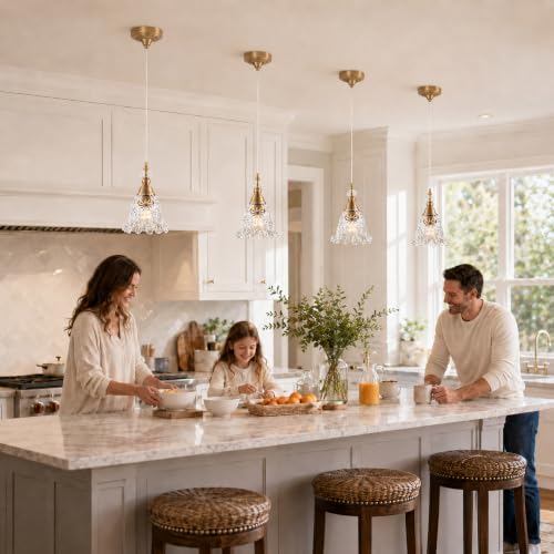 Vintage Pendant Lights Set of 2 Glass Kitchen Pendant Lighting over Island (Gold B)