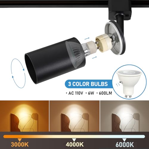 4FT LED Track Lighting Kit with 3 (Black)
