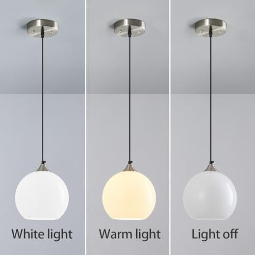 White Pendant Lights Kitchen Island 1 Pack (Milky White / S - 5.9 in)