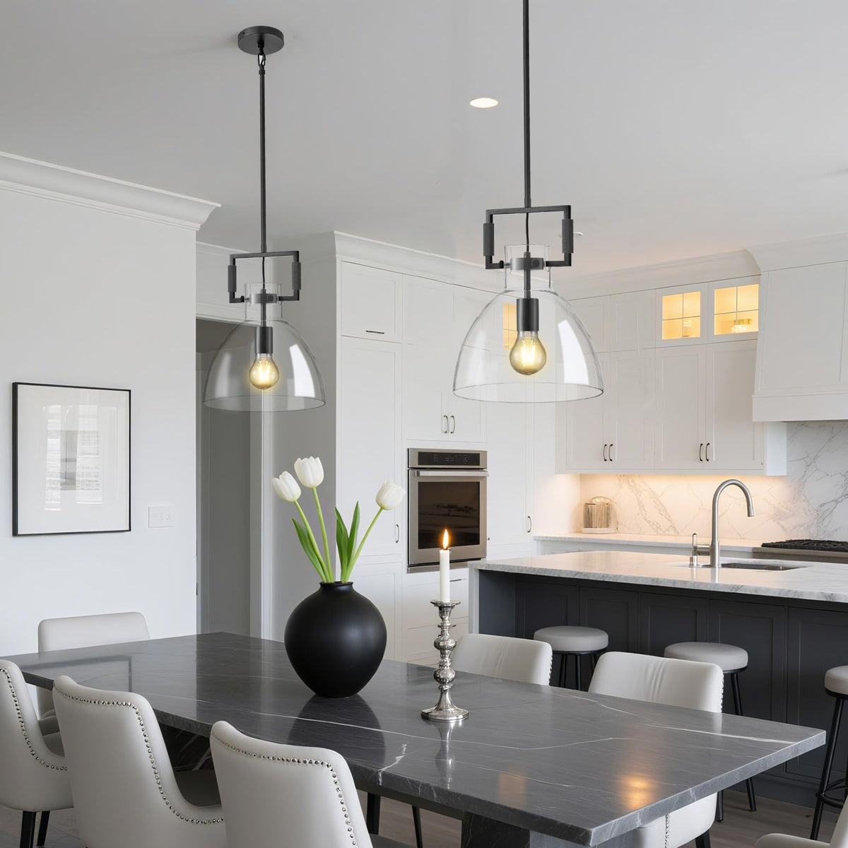 10 '' Modern Large Black Kitchen Island Pendant Light (Blak-10-In)