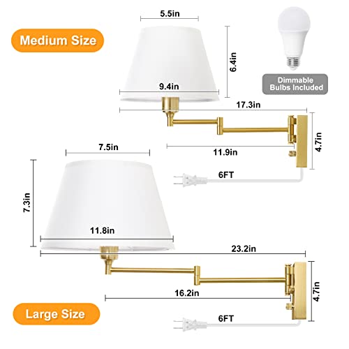 Remote Control Dimmable Wall Sconce (Gold-Remote / Large)