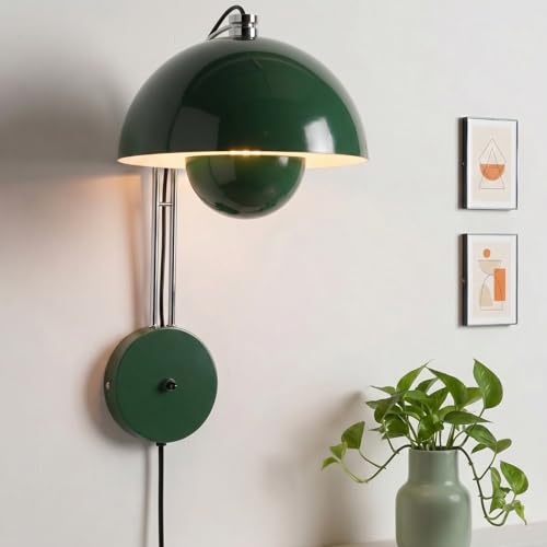 Mid Century Modern Bud Plug in Wall Sconces for Bedroom (Hunter Green)