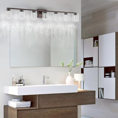 7 Light Bronze Vanity Light with 3 Color Modes (7-light / Bronze)