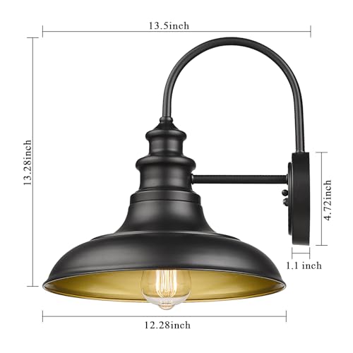 Dusk to Dawn Sensor Outdoor Barn Light Fixtures Outdoor Wall Sconces Farmhouse Wall Mount Lights Exterior Light Fixture Black Finish Industrial Wall Lantern for Porch (Black / 03-DDRZ004-4PACK(Dusk to Dawn))
