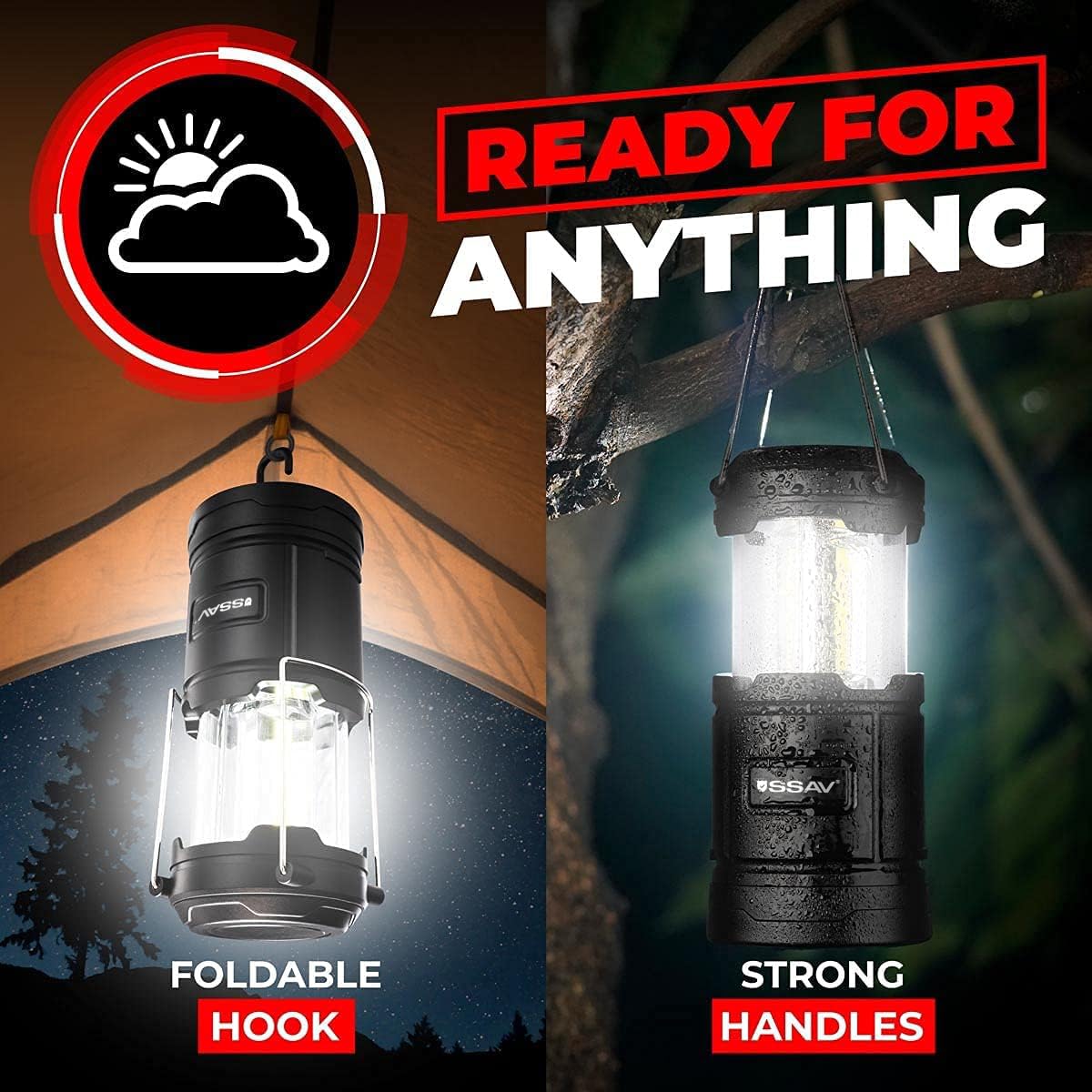 2 Pack Black LED Lanterns (2 Pack Charcoal Black)