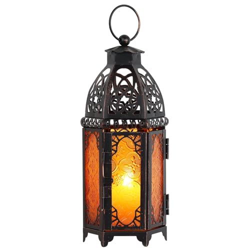 Ramadan Lanterns Decorative Indoor & Outdoor (Medium / Amber - 11''h)