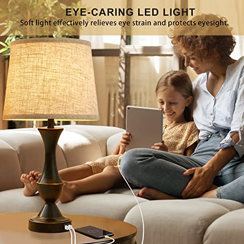 Upgraded Touch Table Lamps Set of 2 (Black, Beige / 22in)