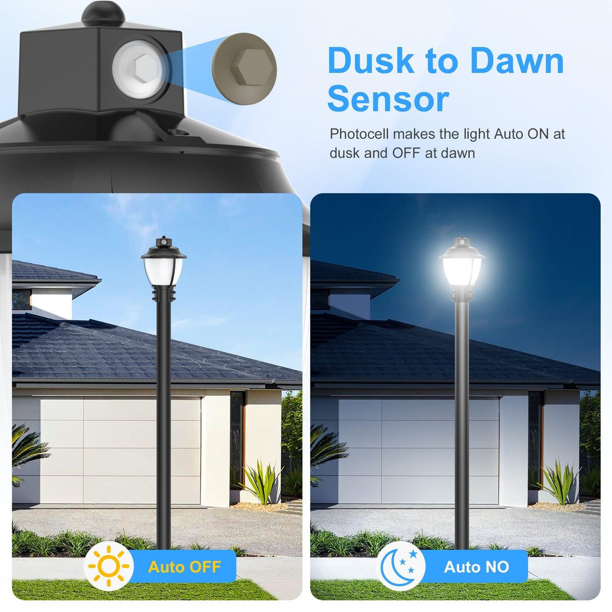 10Pack Post Top Light with Dusk to Dawn Photocell Outdoor 60W (8.66 Inch)