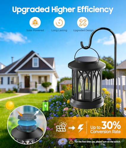 Solar Lanterns Outdoor Waterproof 4 Pack (Classic Black / 4 Pack)
