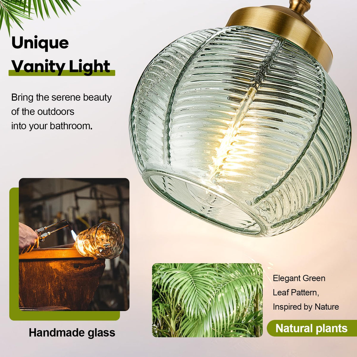 Bathroom Light Fixtures (Green Glass / 3-Light)