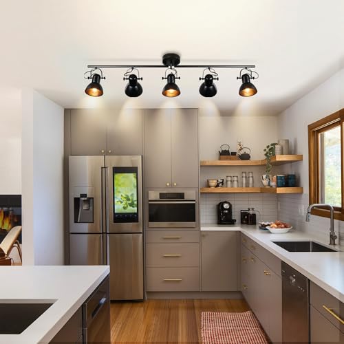 5 Light Track Lighting Fixtures Ceiling Black Track Lights 47.24" (5 Light)