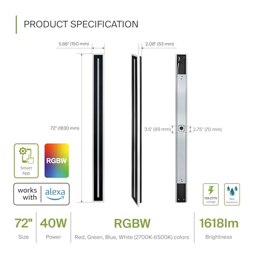 LED 72" Long Wall Mount Light Fixture (Black)