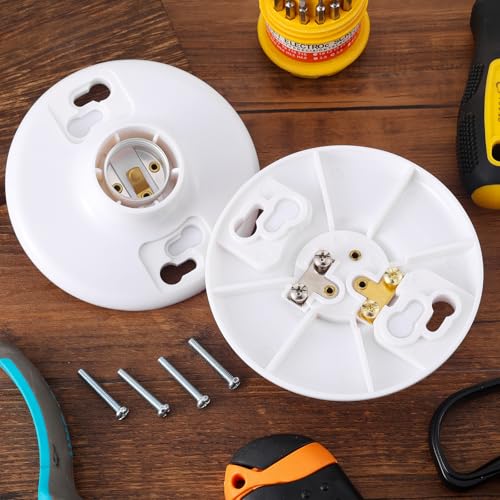 6 Pcs E26 Light Socket Medium Base Lamp Holder White lamp Socket