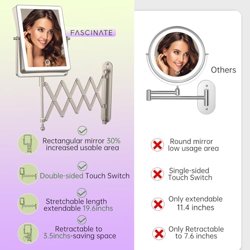 8.7" 5000mAh Rechargeable Wall Mounted Makeup Mirror (Nickel B)