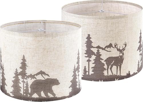 13" Animal Lampshades Set of 2 (13"×13"×10"-2 Pc / Beige- Bear)