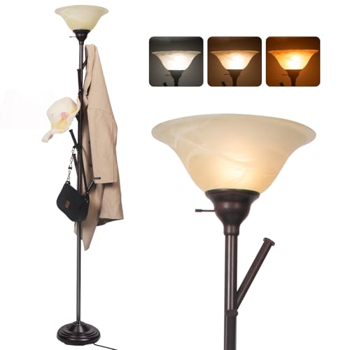 Standing Tall Lamp with Standing Coat Rack Tree (Lamp with Standing Coat - Brown)