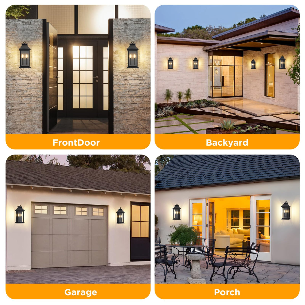 1 Pack Outdoor Wall Lights (Black - No Sensor / 17.5 inch - 1 pack)
