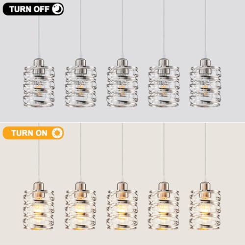Brushed Nickel 5 Lights Modern Pendant Light for Kitchen Island (Brushed Nickel Clear Glass / 5 Light)