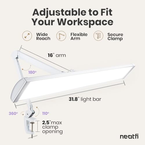 Pro LED Task Lamp with Clamp (White-7 / 31.8-Inch Wide Shade)