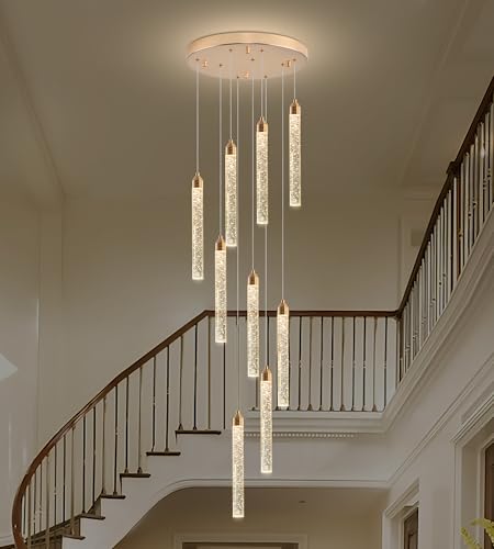 9 Light Gold High Ceiling Crystal Staircase Chandelier (Gold / 9 lights)