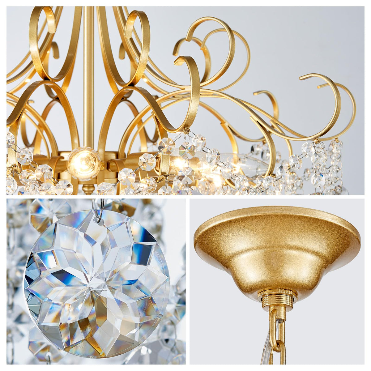 Crystal Chandelier (Gold / 28" High 23" Wide)