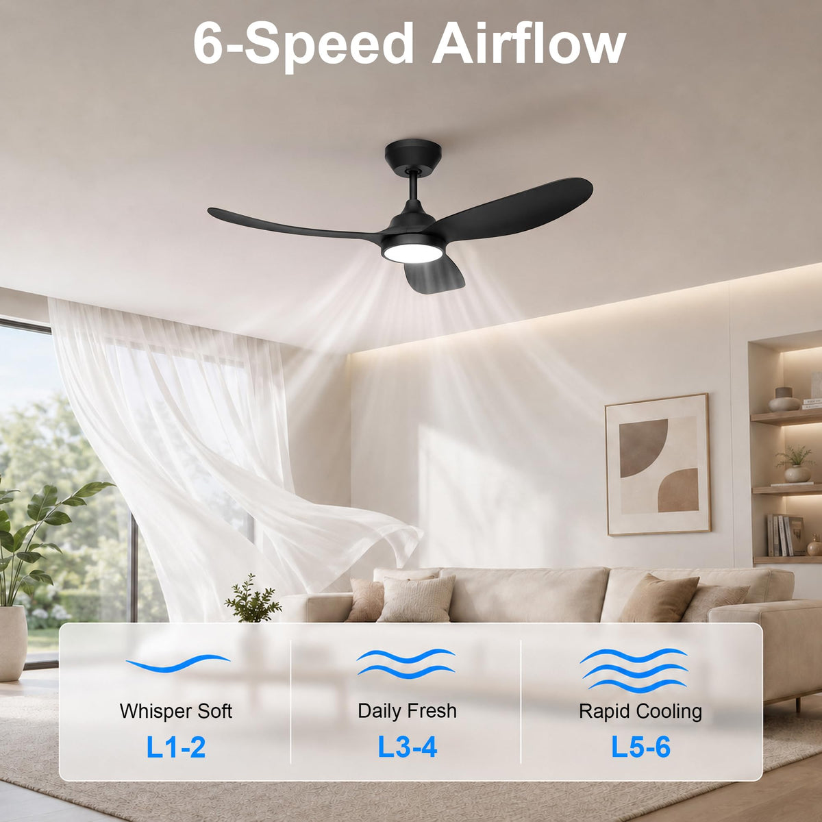 2 Pack 42 Inch Ceiling Fan with Lights (Black / 42 inch)