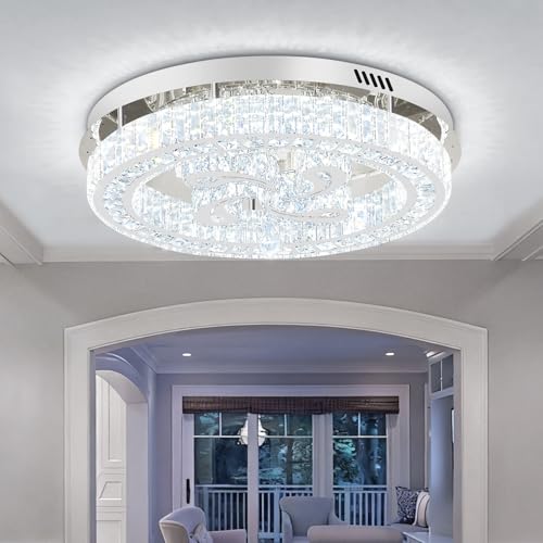 Modern Crystal Chandeliers for Dining Room Flush Mount Ceiling Chandelier for Living Room