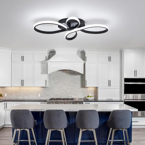 Modern LED Ceiling Light (Black,23.62Inch)