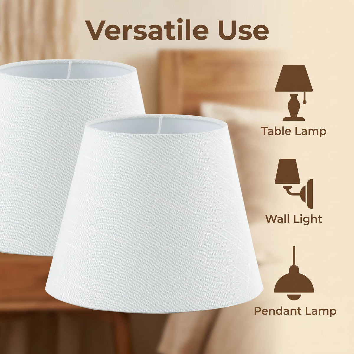 Set of 2 Pre assembled Small White Spider Fitter Lamp Shades for tablelamp (White)