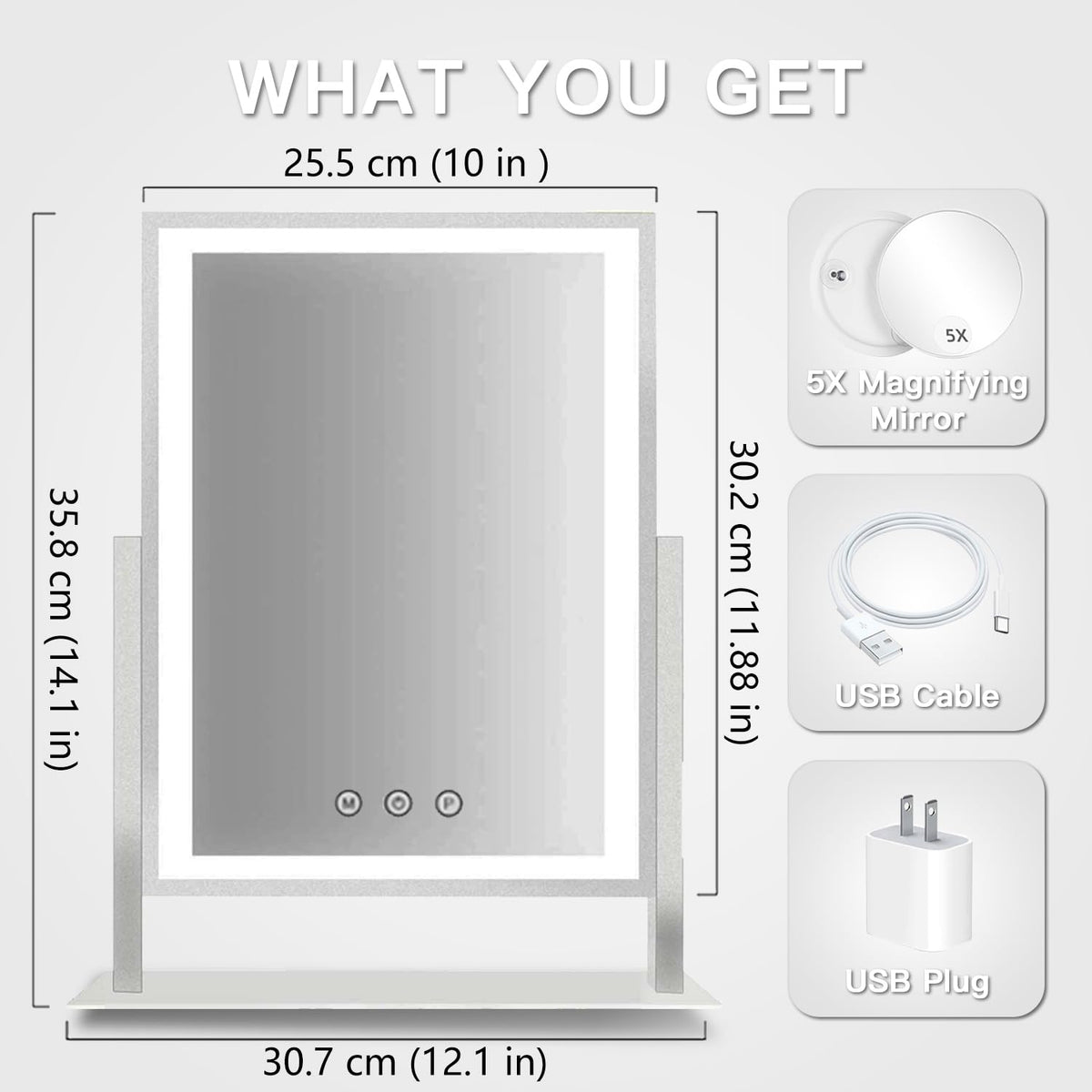 Lighted Makeup Mirror (14.1"L x 12.1"W)