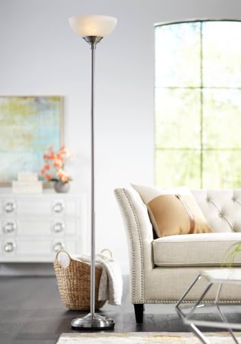 Maddox 71" Tall Satin Nickel Torchiere Floor Lamp
