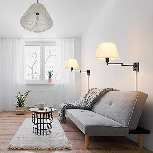 Dimmable Wall Sconce Plug in (Beige / Large)