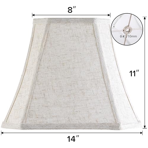 Square Lamp Shades Beige Oatmeal (8 x 14 x 11 inches - 2 Pack / Beige Oatmeal Linen)