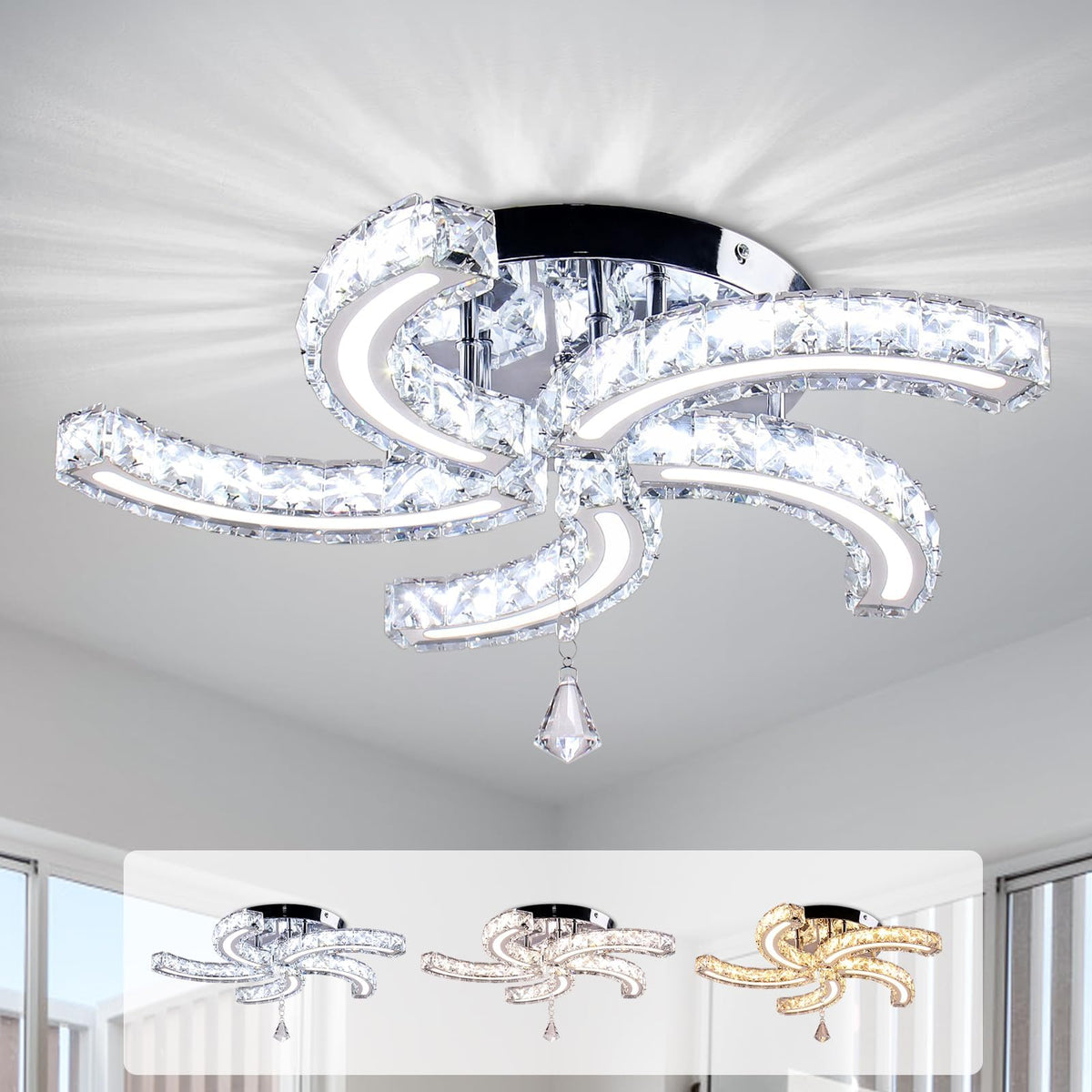 19.7" Crystal Ceiling Light (Acrylic-Multicolor)