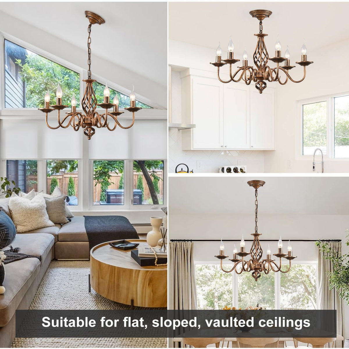 6 Light French Country Chandelier (Bronze3/6-Light)