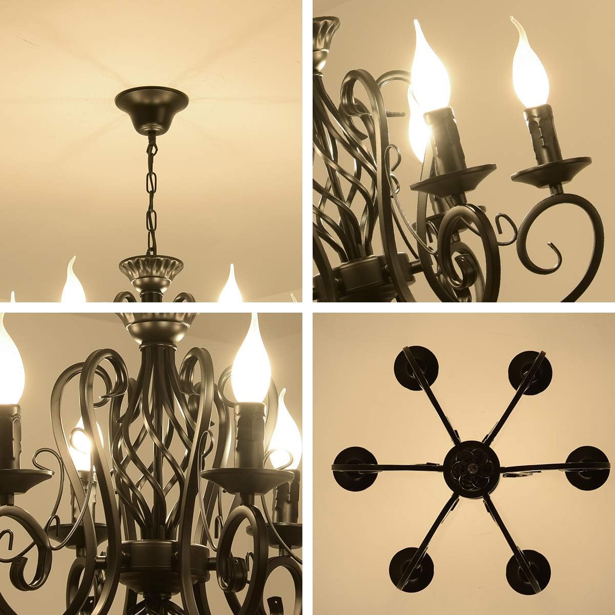 8 Light French Country Chandelier (Black/8 Lights)
