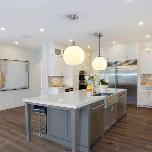 White Pendant Lights Kitchen Island 2 Pack (Milky White / M - 7.87 in)