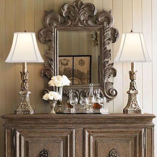 Square Cut Corner Lamp Shades Set of 2 (8 x 14 x 11 inches - 2 Pack / Cream)