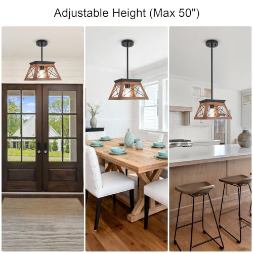 9.84Inches Farmhouse Pendant Light Fixture (10InchesWood)