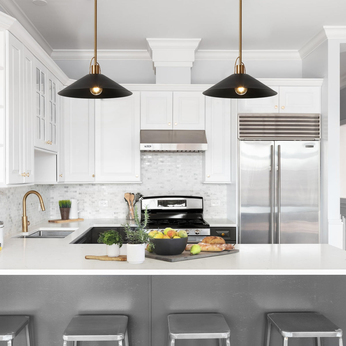 Pendant Lights Kitchen Island (13.8" D / Gold and Black)
