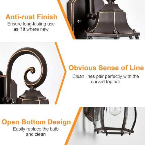 Dusk to Dawn Outdoor Wall Light in Oil Rubbed Bronze with Gold Rim 2 (Oil Rubbed Bronze with Gold Rim)