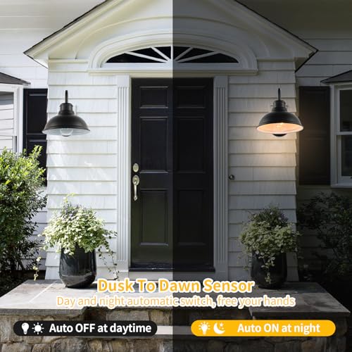 Dusk to Dawn Barn Light Outdoor Sconce 8" Exterior Lighting Fixtures 2 Pack (8*7.76*12.75 inches)
