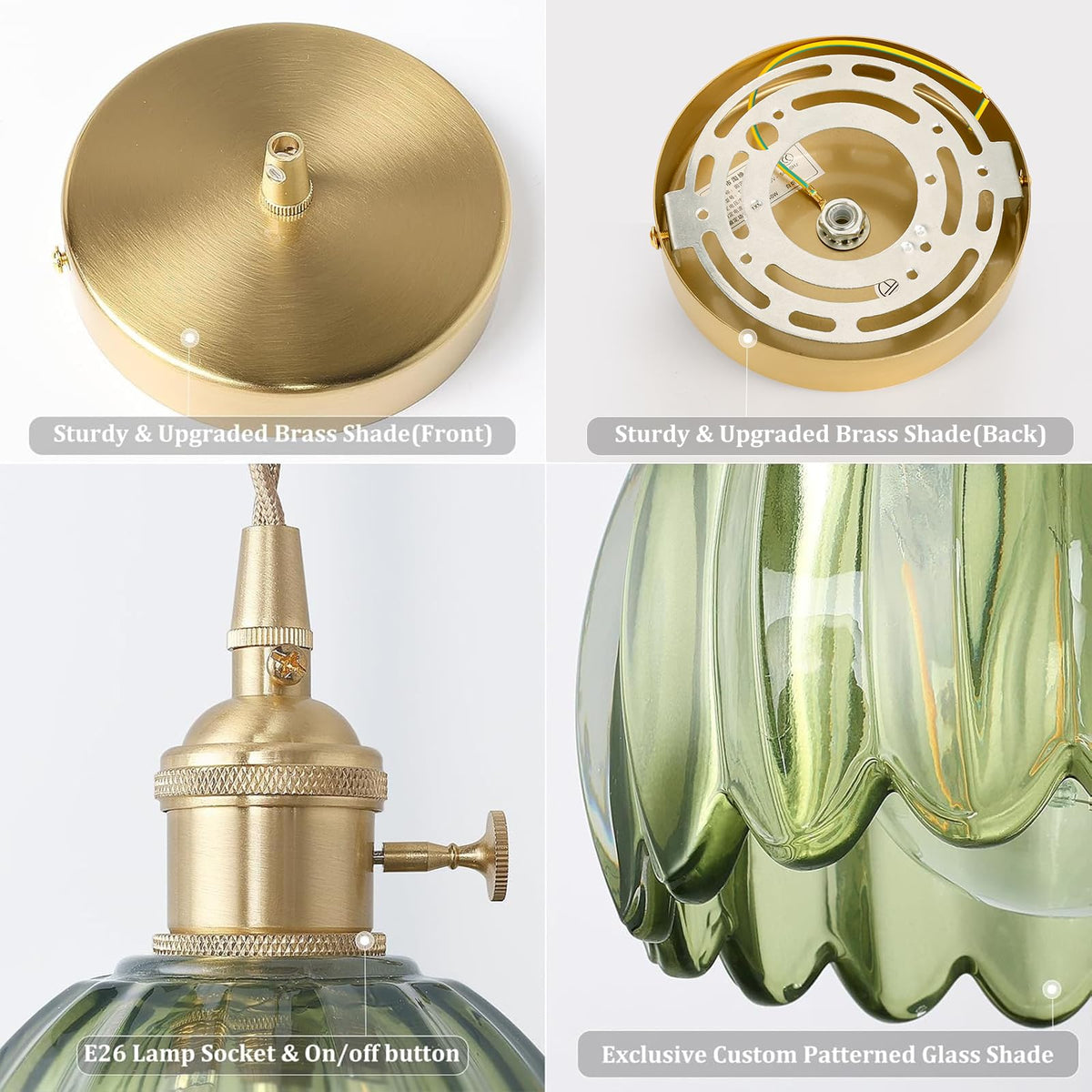 Pendant Light 2 Pack with Green Tulip Glass Lmapshade (Tulip Green)