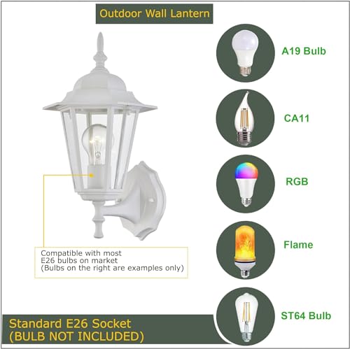 2 Pack Outdoor Wall Light (2 Pack / White)