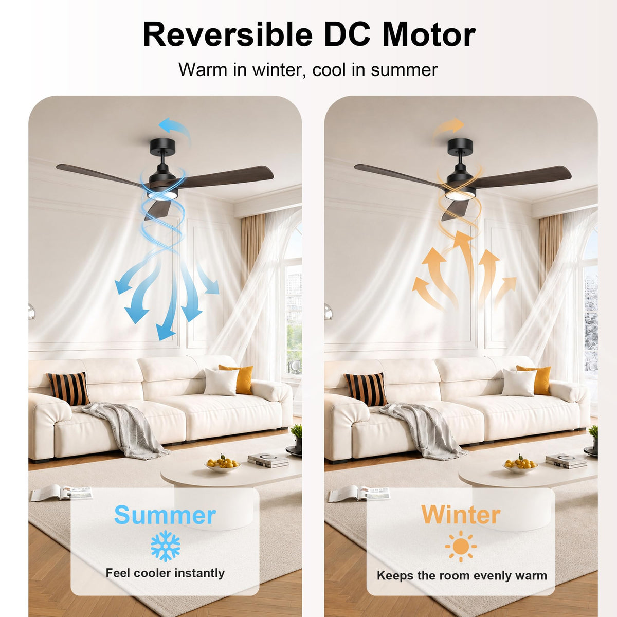 52 Inch Ceiling Fan with Lights (black & walnut / 52 Inch)