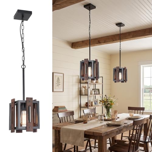 Farmhouse Pendant Light with Metal Cage