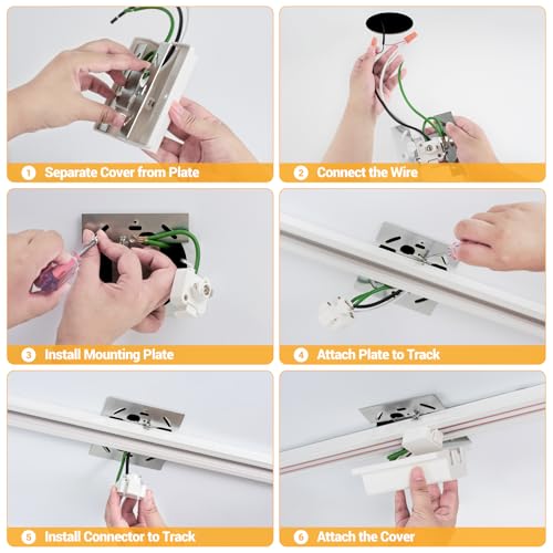 6 Lights Remote Control LED Track Lighting Kit Dimmable (White)