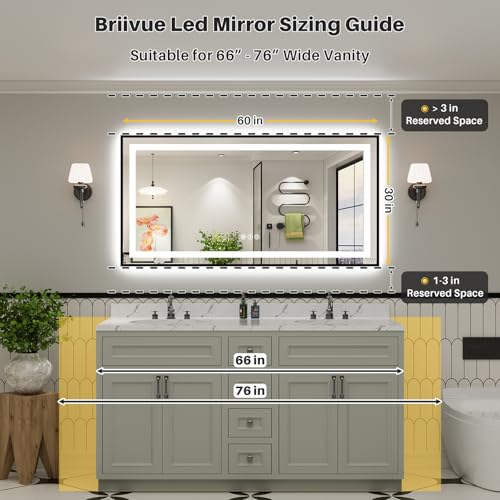 60x30 Inch LED Bathroom Mirror with Black Frame (Backlit+front Lit With Black Frame / 60"L x 30"W)