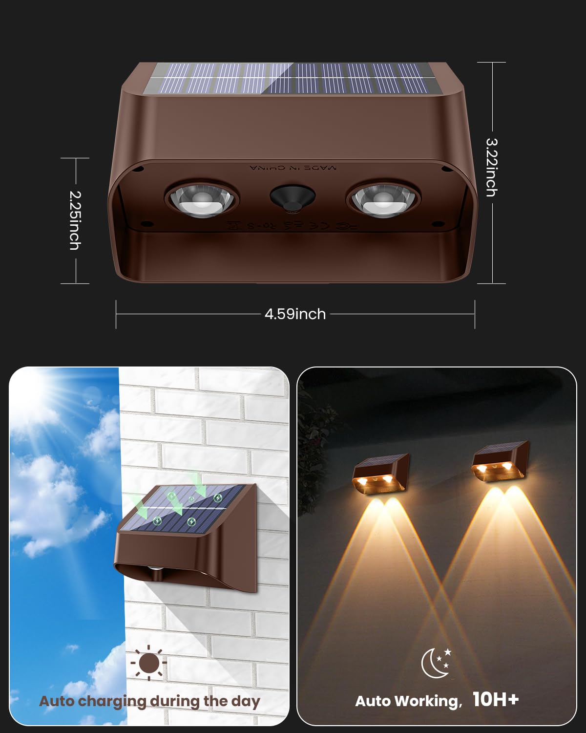 Brighter Solar Fence Lights (Brown / 8 Pack Solar Fence Lights)