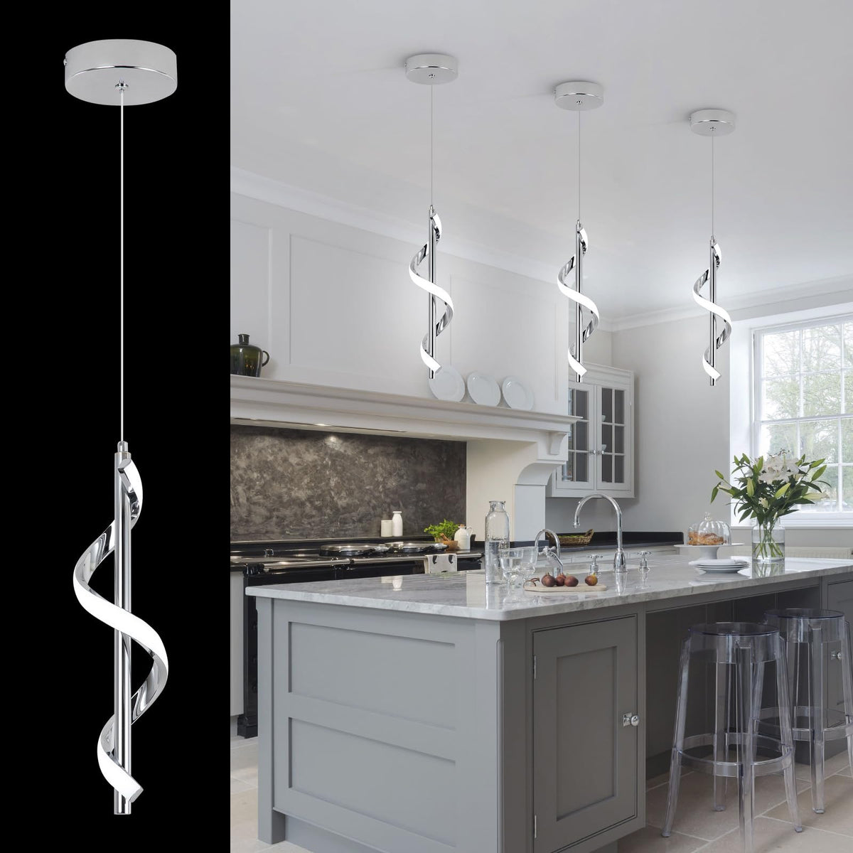 Modern Led Pendant Light Fixture (Chrome)
